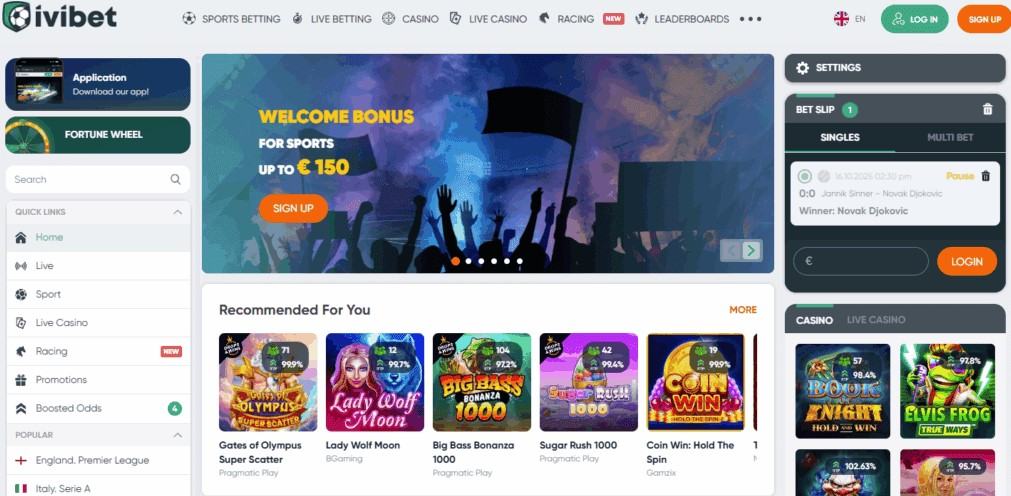 Ivibet welcome screen featuring Miss Cherry Fruits Jackpot Party spins